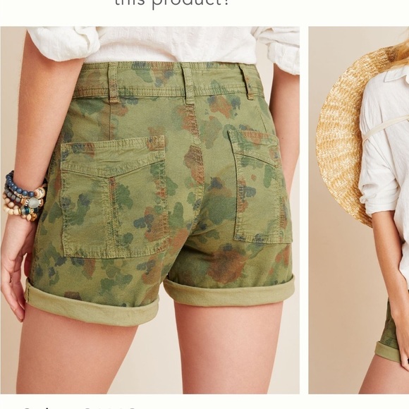 Anthropologie Wanderer Utility Shorts Camo Pockets Green Brown Sz 25 - Picture 2 of 15